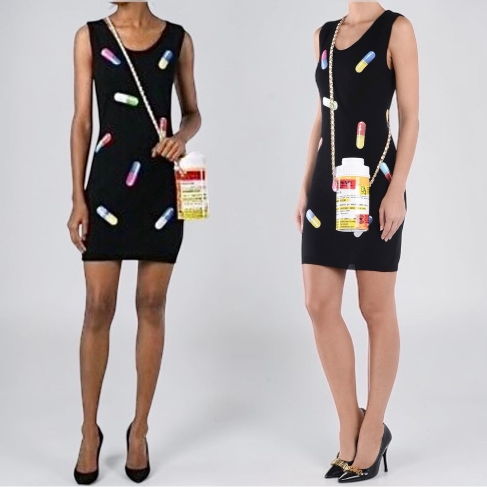 MOSCHINO COUTURE Virgin Wool Knit Runway Pill-Print Tank Mini Dress Jeremy Scott
